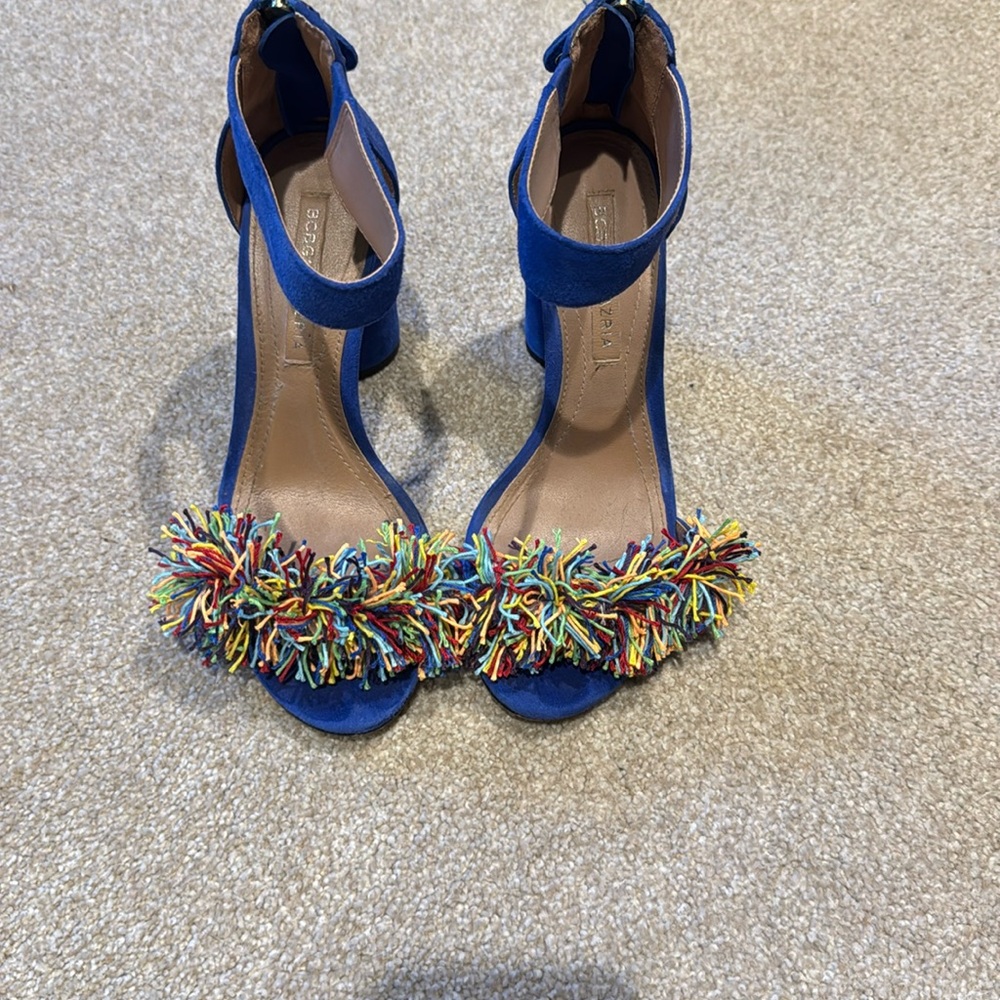 BCBGMAXAZRIA blue suede heels